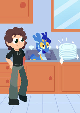 Simple fakemon with a trainer and complex background