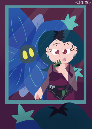 Simple pokemon with a Trainer and simple background