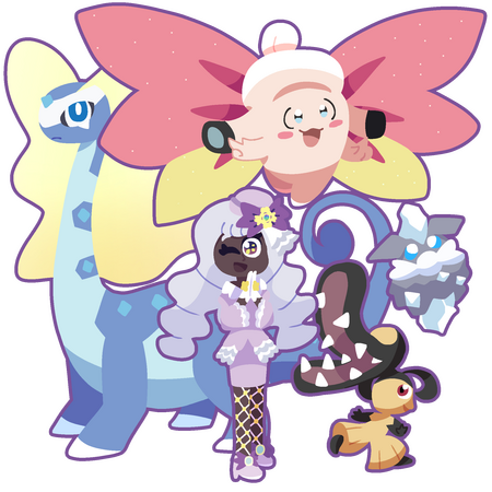 Full shaded 1 moderate trainer, 1 simple pokemon and 3 moderate pokemon