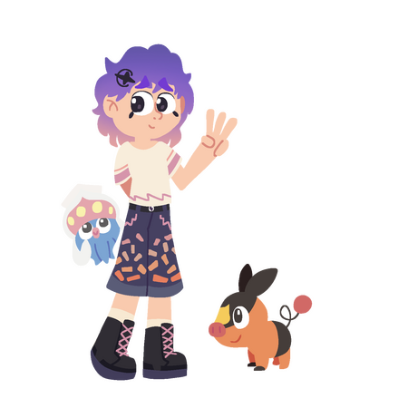 No shading 1 simple trainer with 2 simple pokemon