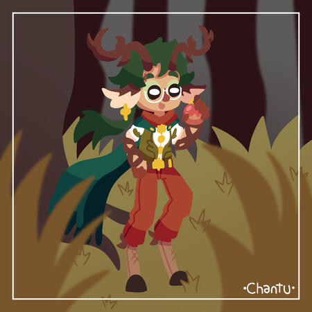 Full shaded fullbody character with complex background