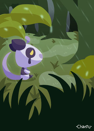 Simple fakemon with complex background full shaded