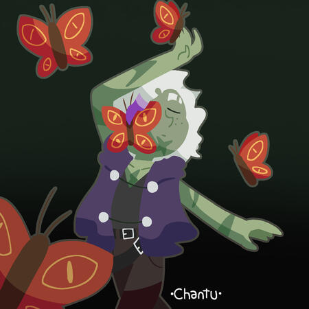 Full shaded character with moderate background