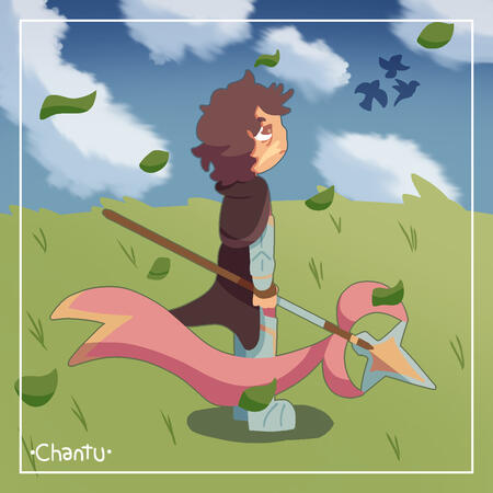 Full shaded character with moderate background