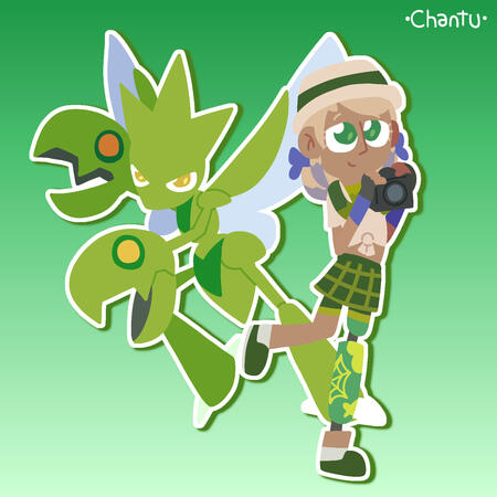 Simple fullbody character with 1 simple pokemon without background