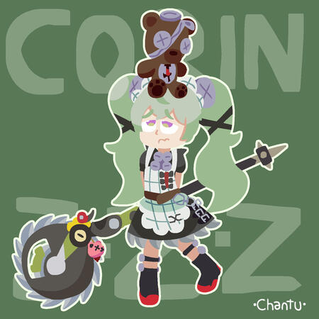 Full shaded fullbody complex character with simple background